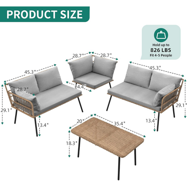 4-Piece YITAHOME 5 Seater Patio Furniture Set