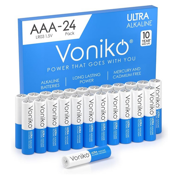 24-Pack Voniko Premium Grade AAA Alkaline Batteries