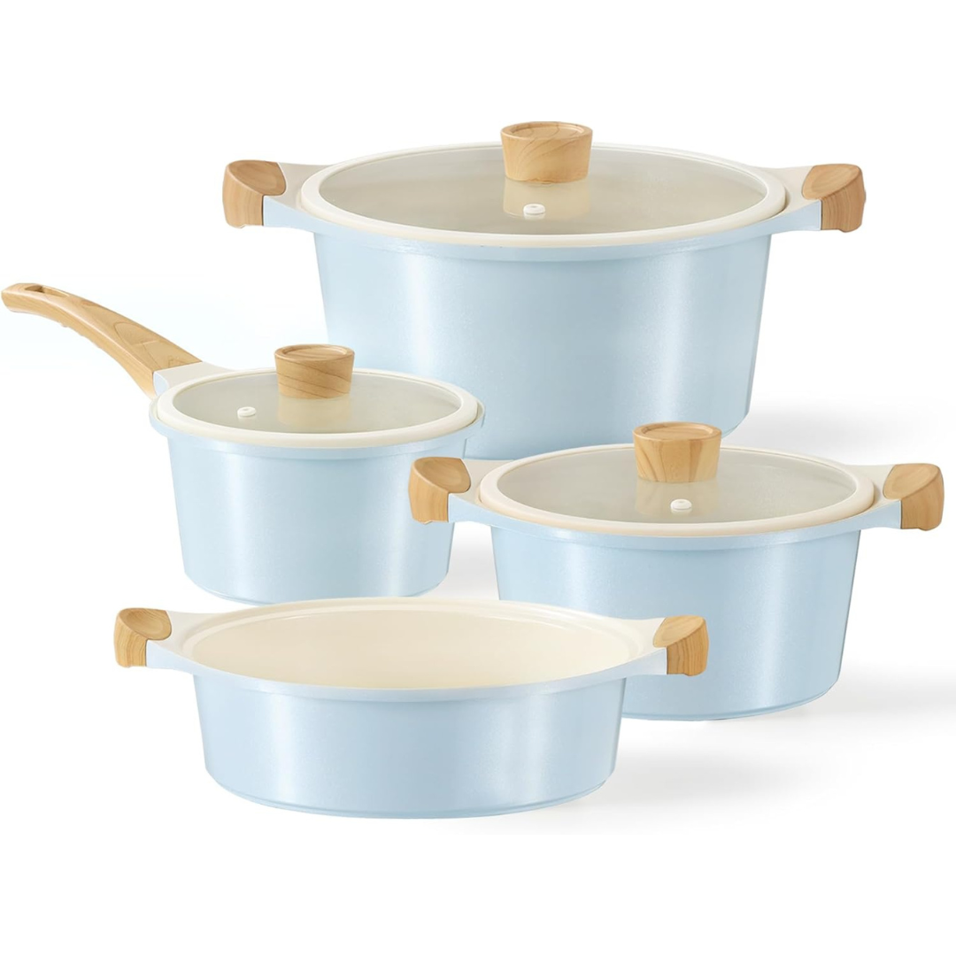 7-Piece Carote Ceramic Pots And Pans Non-Toxic Cooking Set