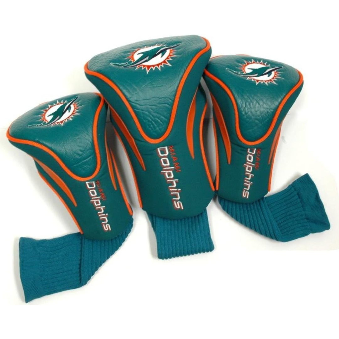 3-Pack Team Golf NFL Miami Dolphins Contour Golf Club Head Cover