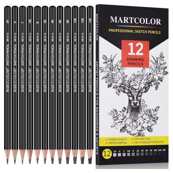 12-Pack Qionew Professional Drawing Sketching Pencil Set