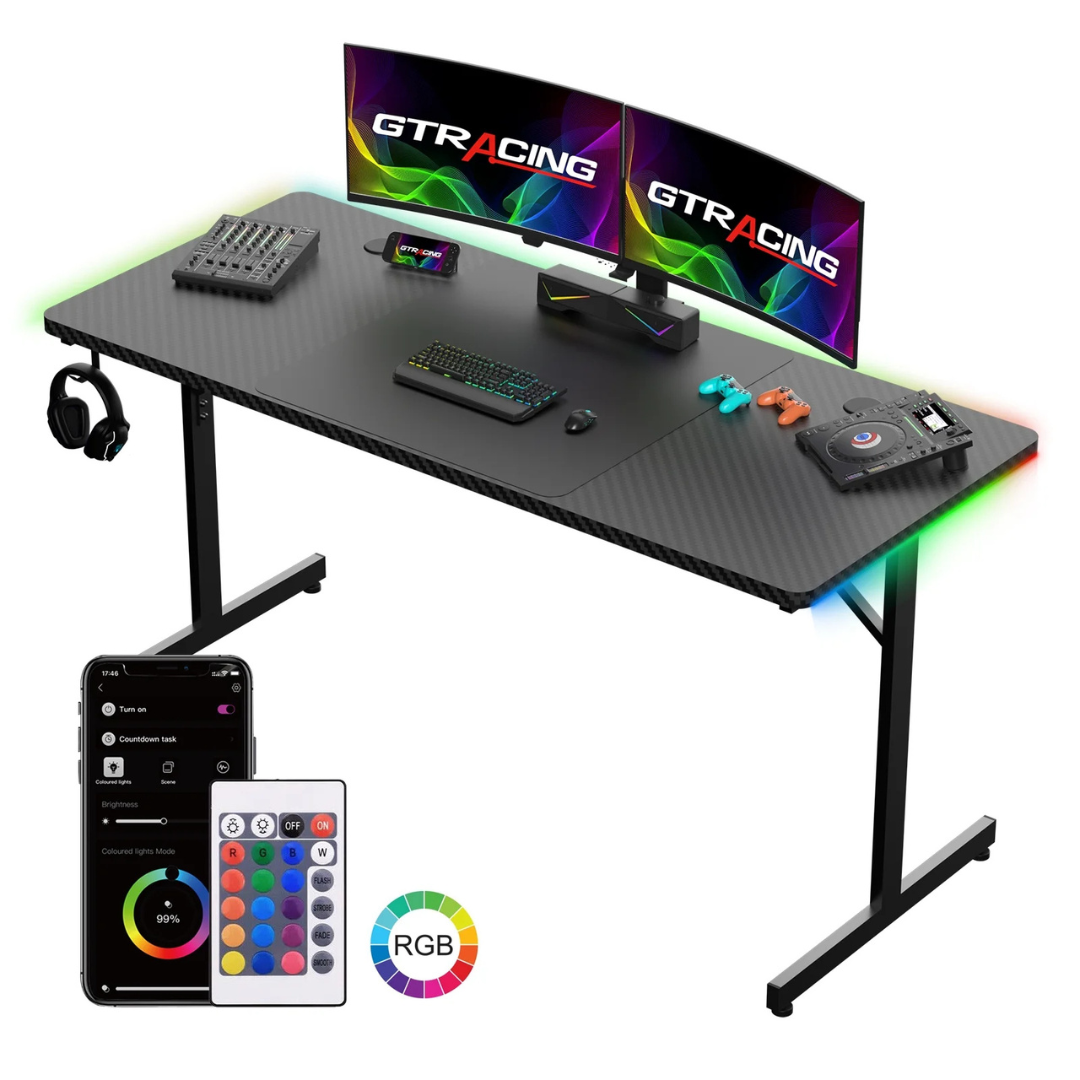 GTRacing GT140 55" Large RGB Gaming Desk With Mouse Pad