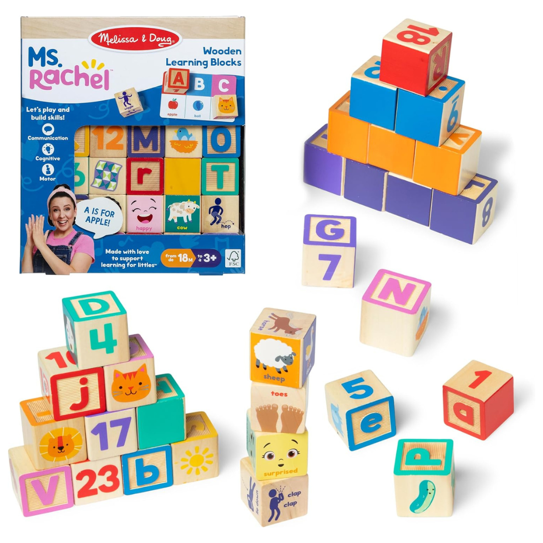 Ms. Rachel Melissa & Doug Letter, Number, & Game Wooden Learning Blocks