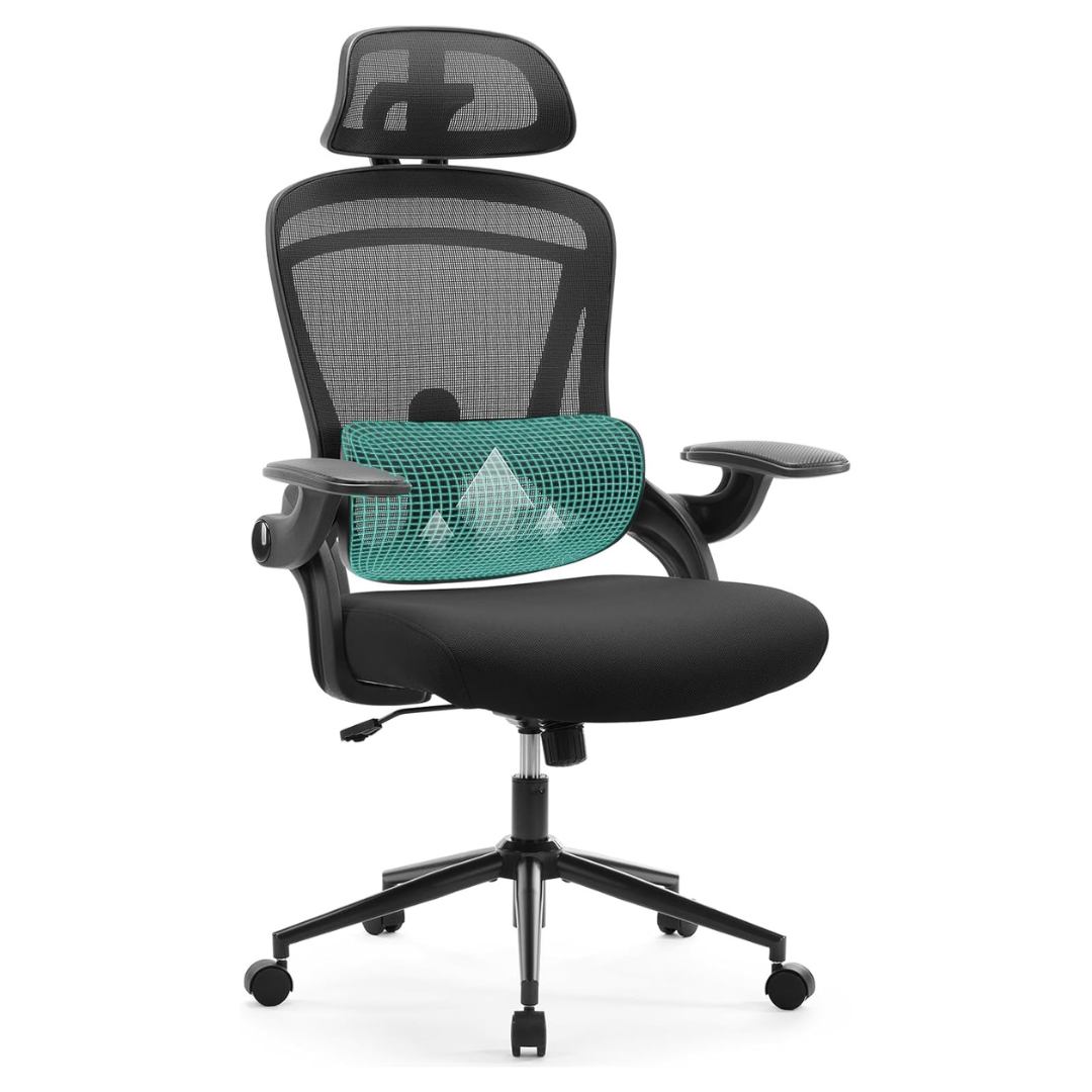 Sweetcrispy Ergonomic Mesh Office Chair With 2D Headrest