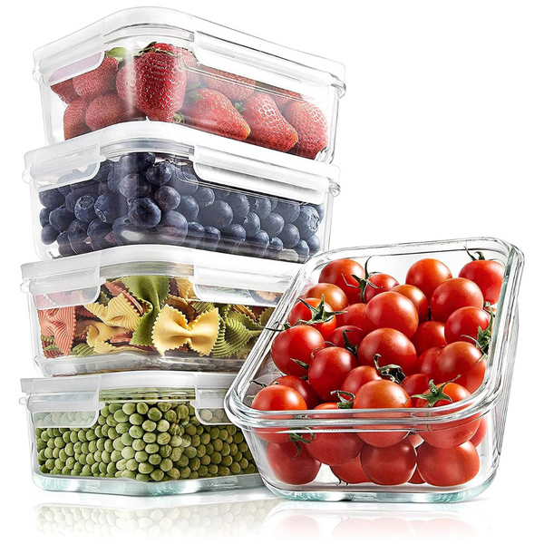 NutriChef 10-Piece Superior Glass Food Storage Container Set