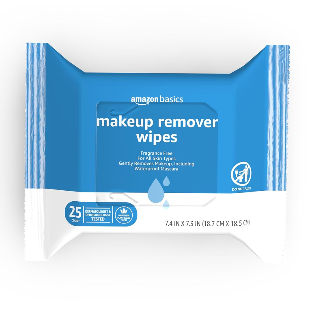 25-Count Amazon Basics Fragrance Free Makeup Remover Wipes