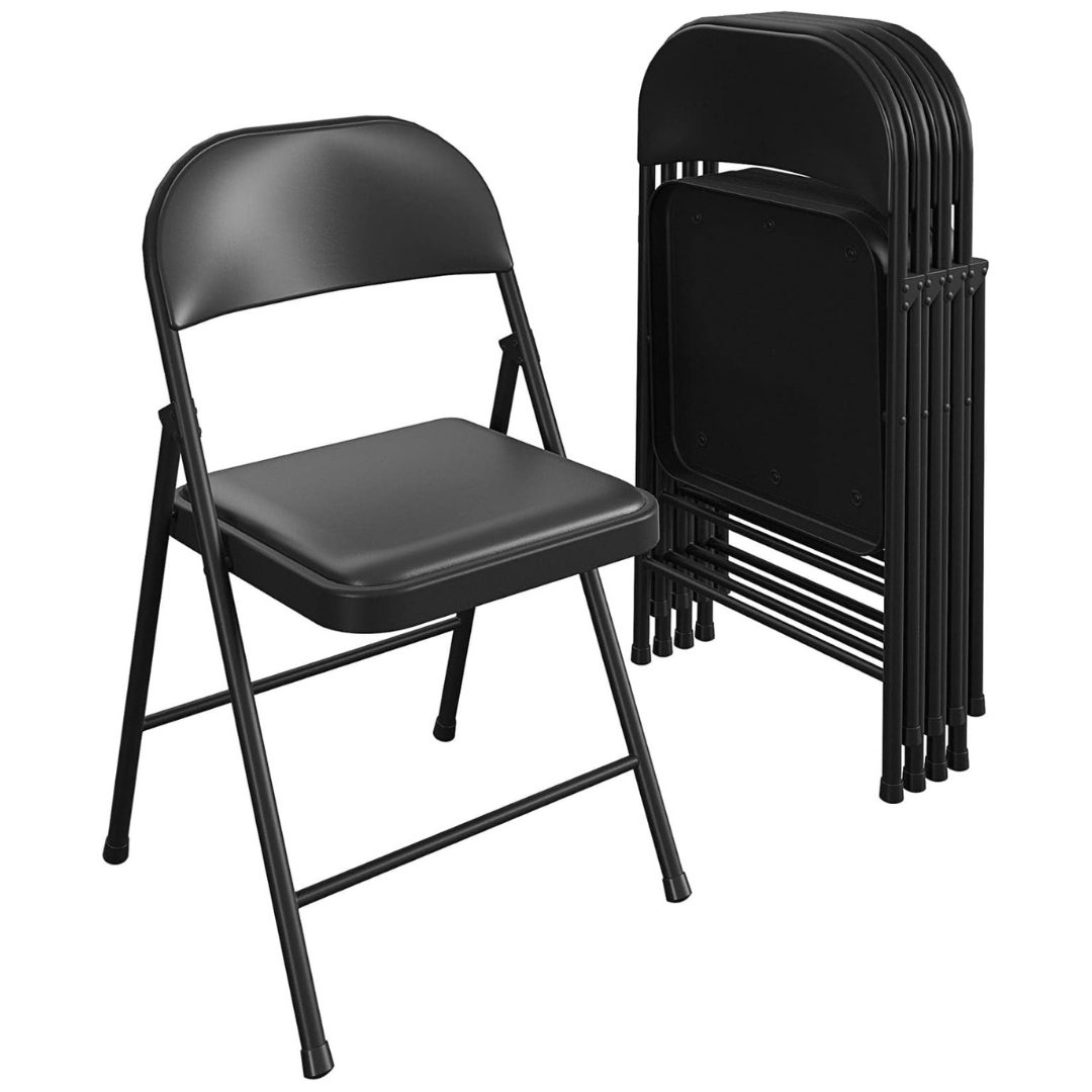 4-Pack COSCO SmartFold Vinyl Folding Chair (Black)