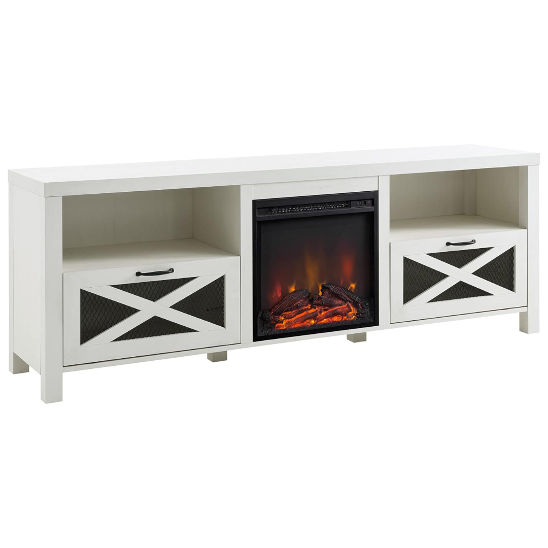 Walker Edison 70'' Calgary Wood Electric Fireplace TV Stand