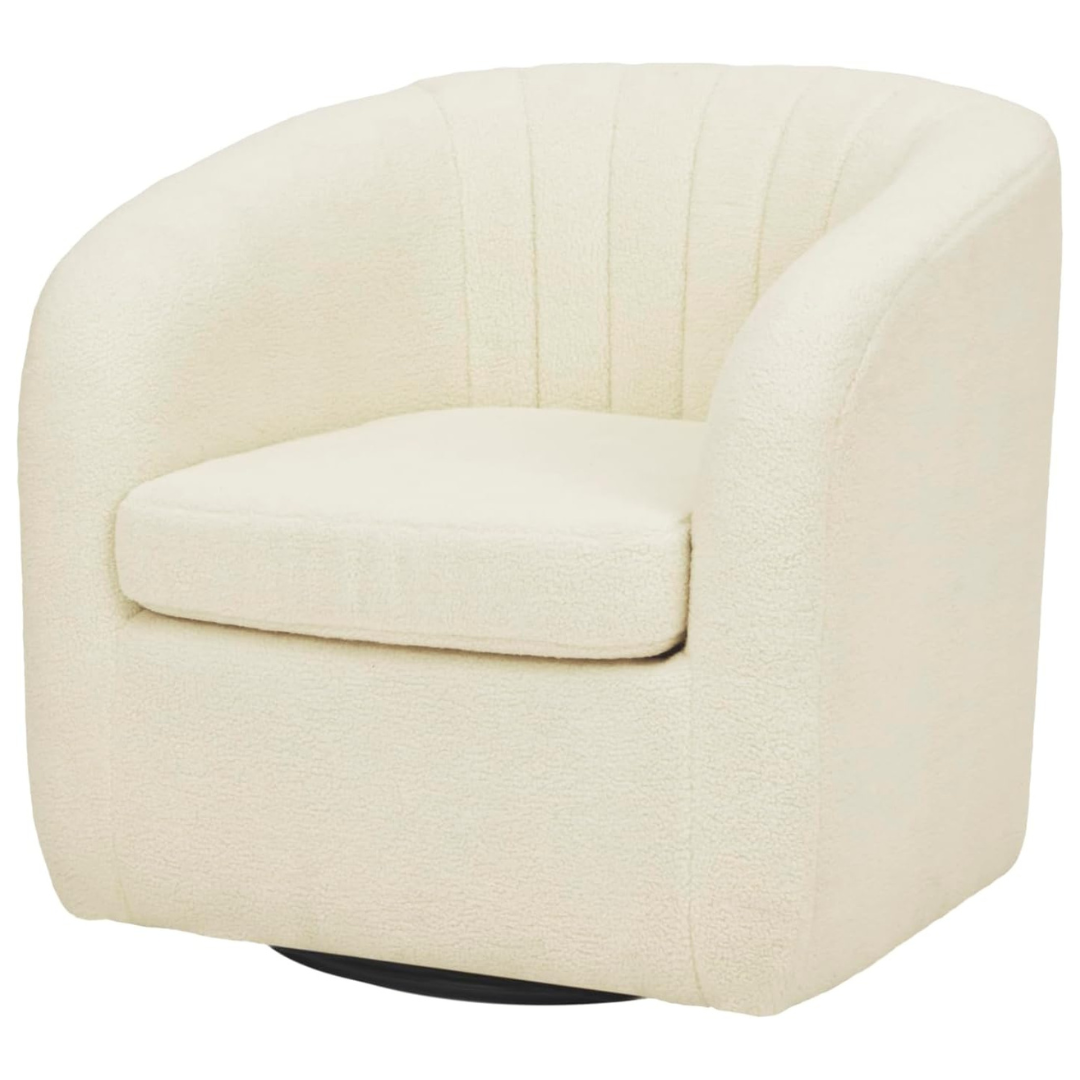 Teamson Home Monroe Faux Shearing 28.75" Swivel Tub Chair