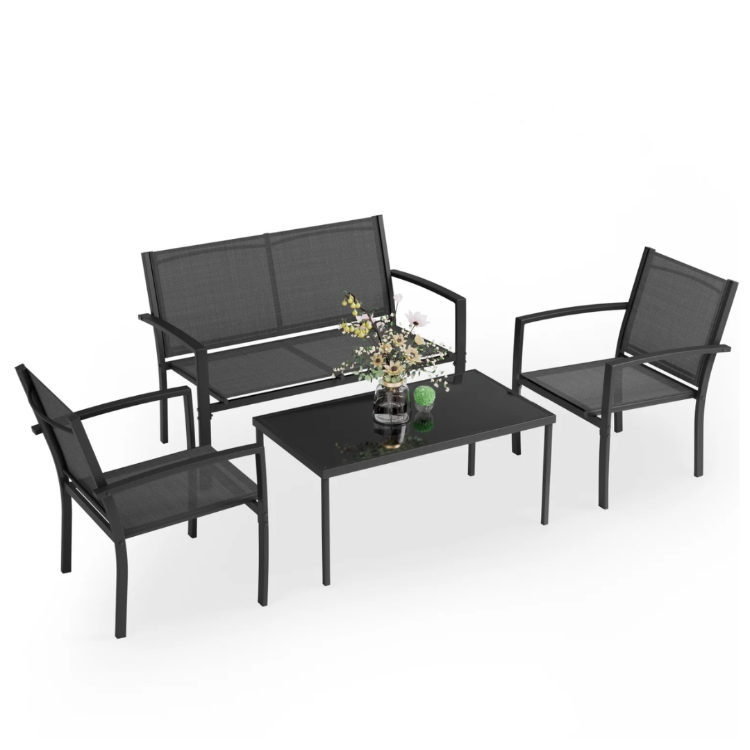 4-Pieces Walnew Patio Furniture Textilene Bistro Set