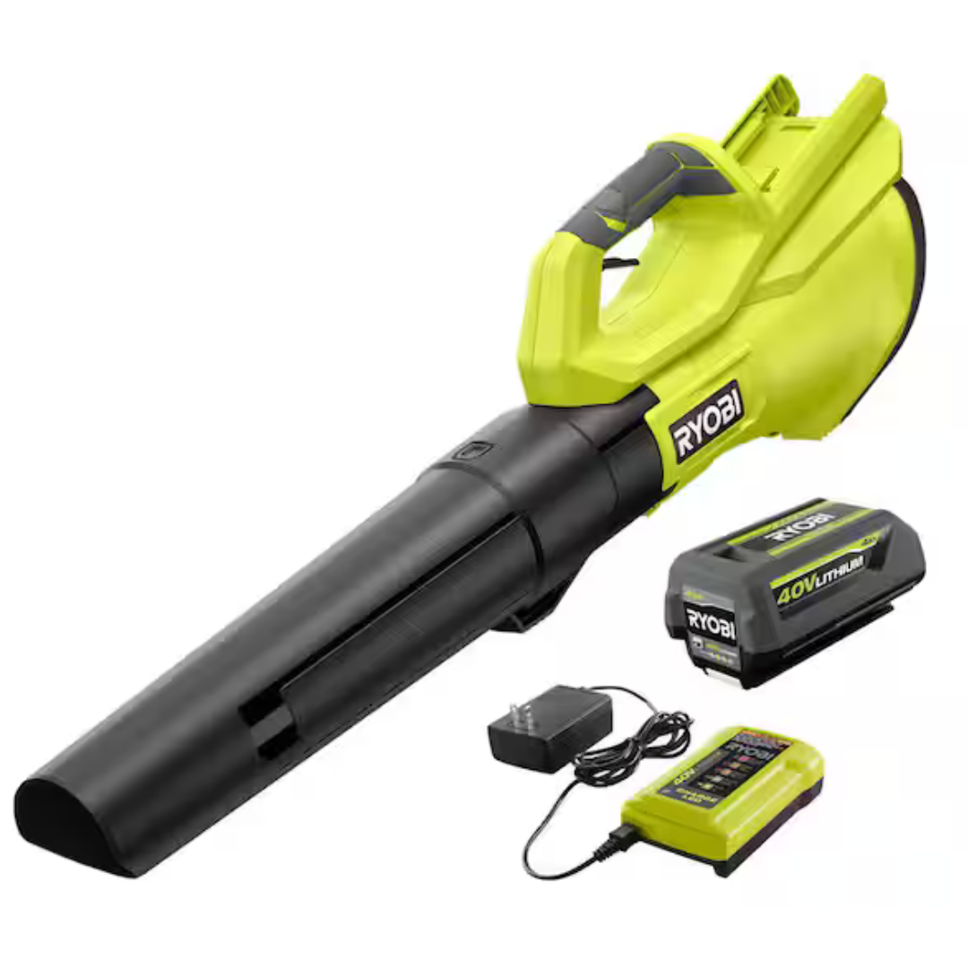 RYOBI 40V 120 MPH 550 CFM Cordless Battery Blower With 4.0 Ah Battery and Charger