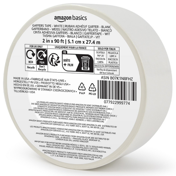 Amazon Basics No Residue Non-Reflective Gaffers Tape (2" x 90ft)