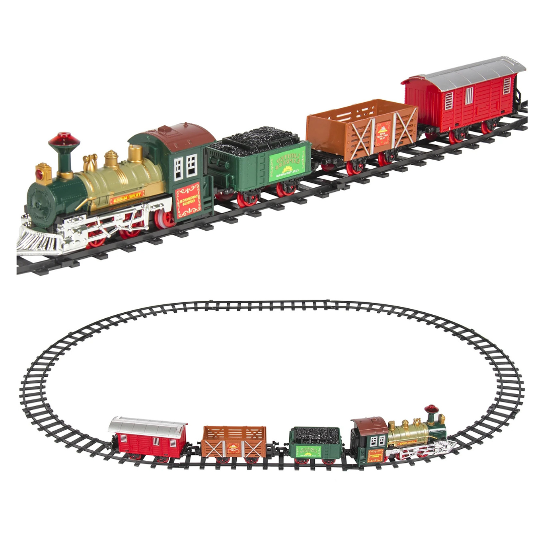 Best Choice Products Kids Classic Electric Railway Train Car Track Play Set Toy W/ Music, Lights