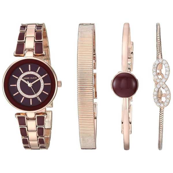 Anne Klein Women's Premium Crystal Accented Watch And Bracelet Set