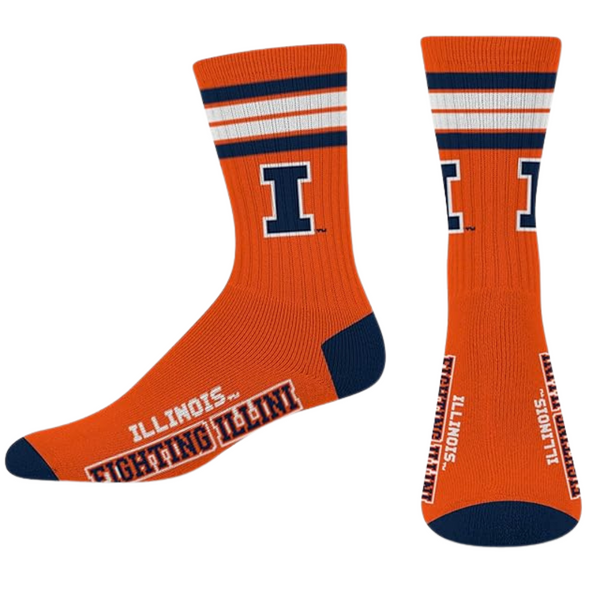 For Bare Feet Women's Chicago 4 Stripe Deuce Crew Sock