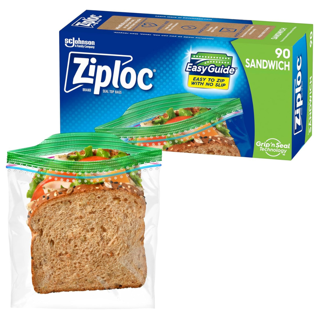 90-Count Ziploc Sandwich And Snack Bags For On The Go Freshness