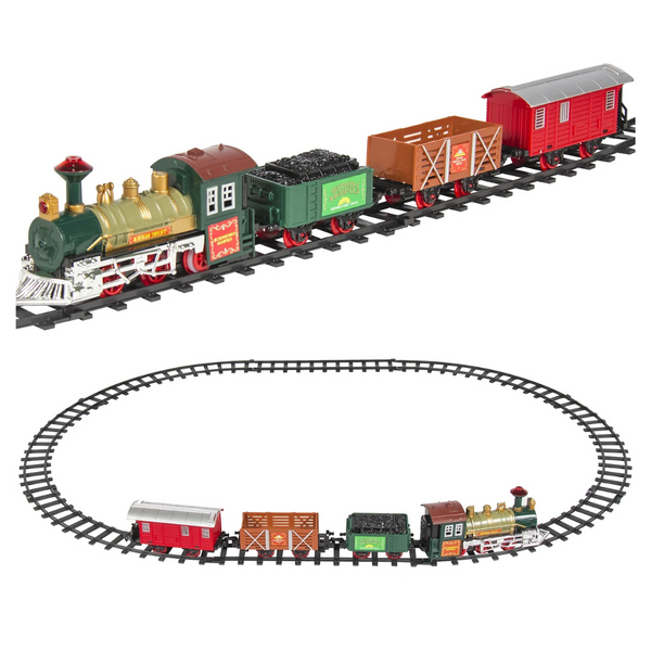 BCP Kids Classic Electric Railway Train Car Track Play Set W/Music & Lights