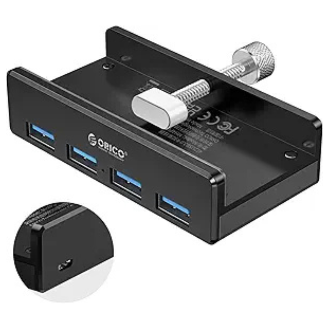 USB 3.0 HUB, Monitor-Edge And Desk-Edge USB 3.0 4-Port Clip-Type Hub