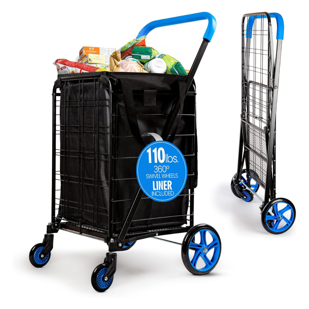 Heavy Duty Shopping Cart With Wheels And Waterproof Shopping Cart Liner