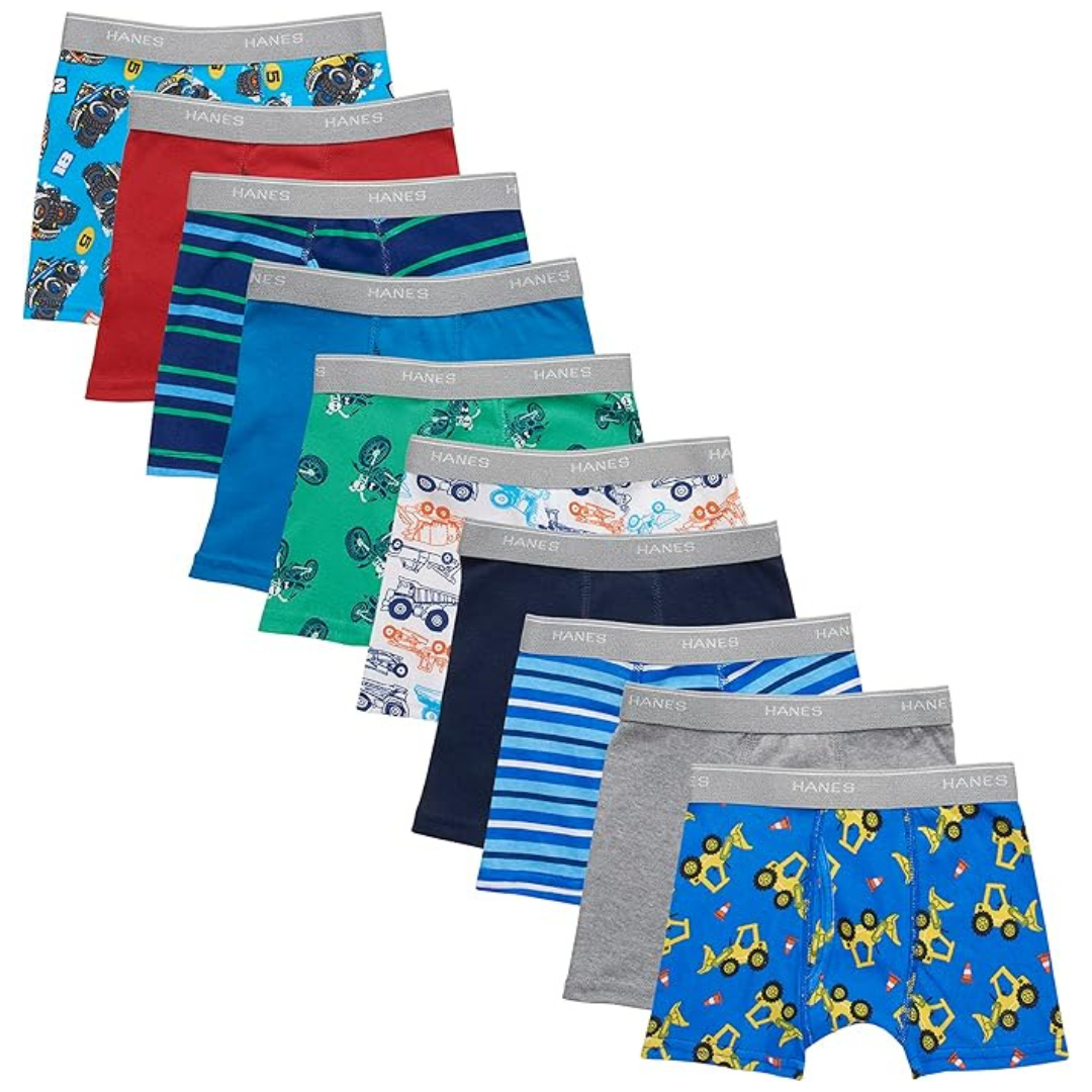 10-Pack Hanes Boys' Comfort Flex Waistband Boxer Briefs Underwear