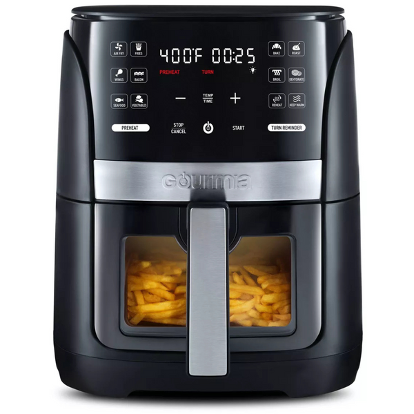 6-Qt Gourmia Digital Window Air Fryer With 12 Presets & Cooking Black