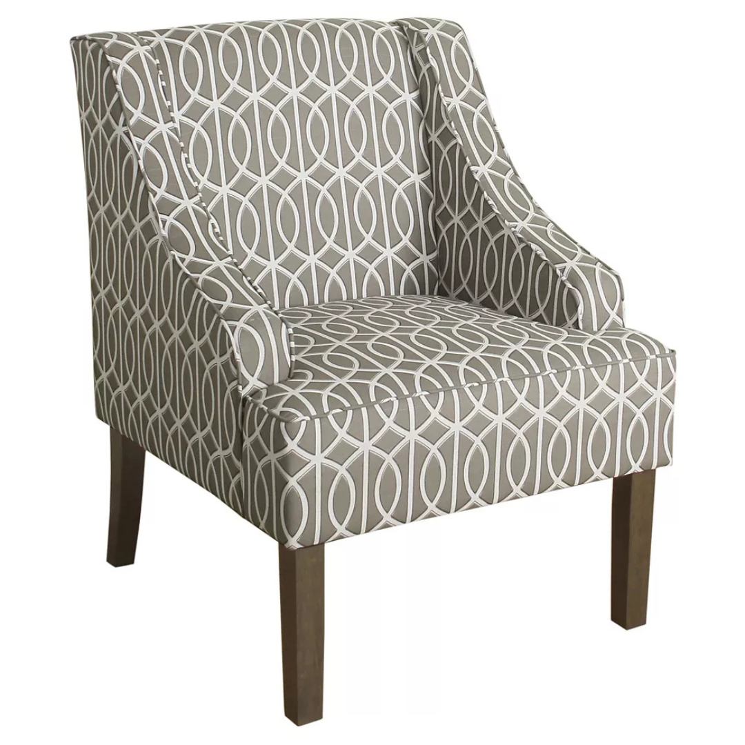 HomePop Swoop Arm Accent Chair (Grey Trellis Medium)