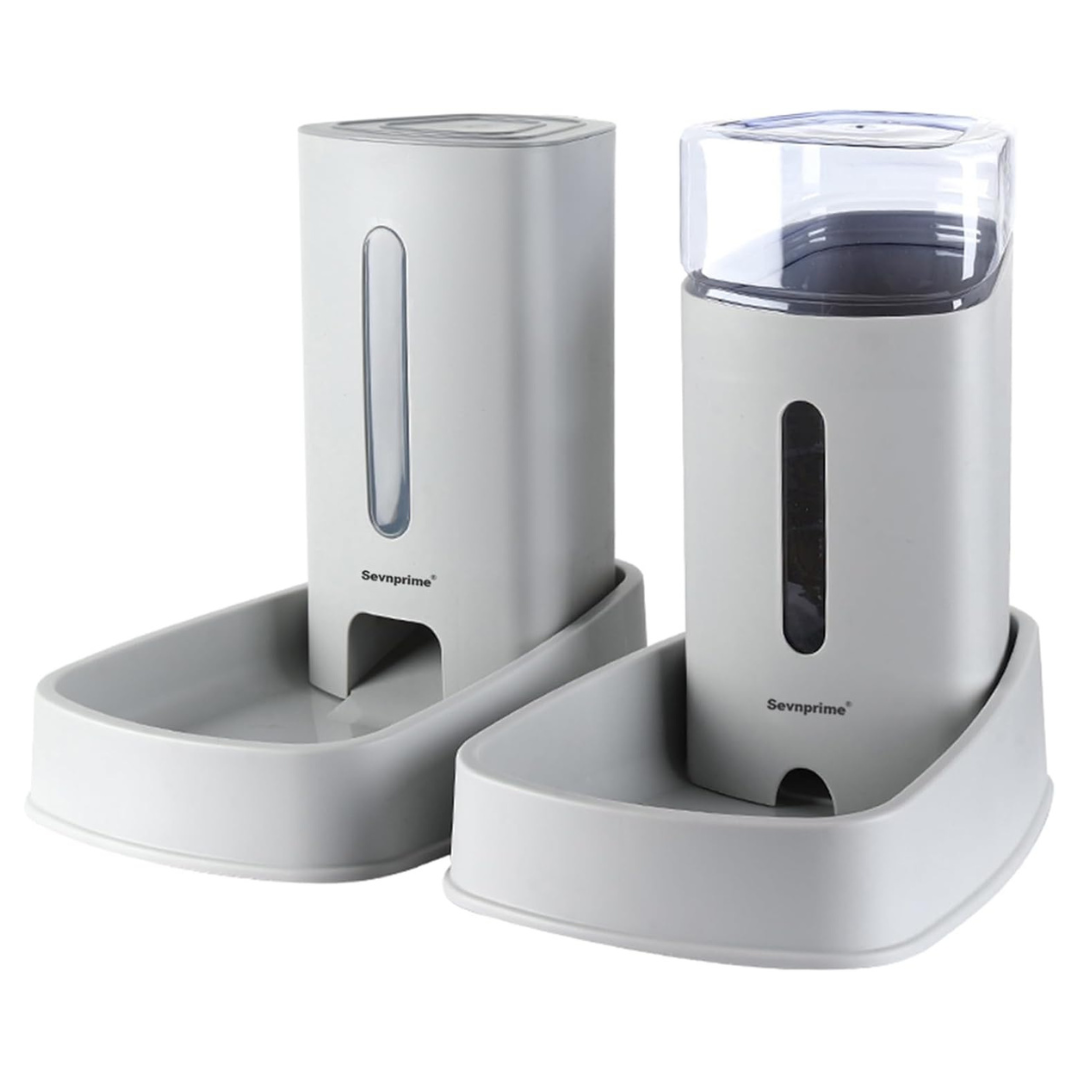 Sevnprime Automatic Self-Dispensing Cat & Dog Feeder And Waterer Set