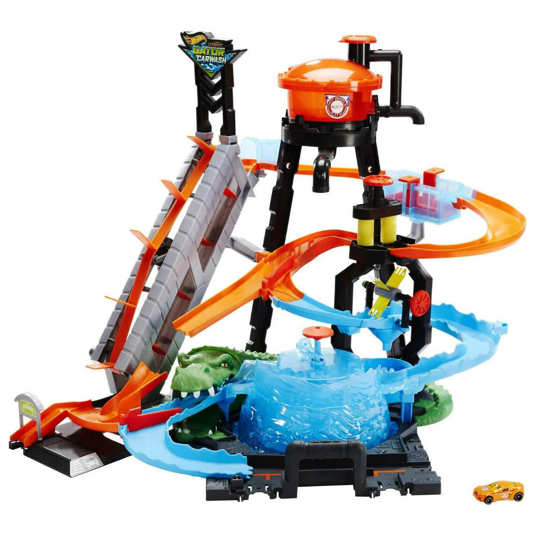 Hot Wheels Ultimate Gator Car Wash Playset with Color Shifters Toy Car