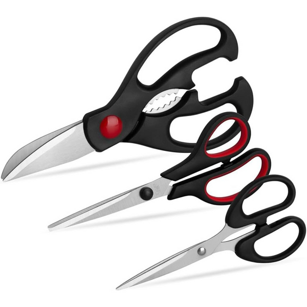 3-Pack QtoiKce Stainless Steel Sharp Kitchen Scissors