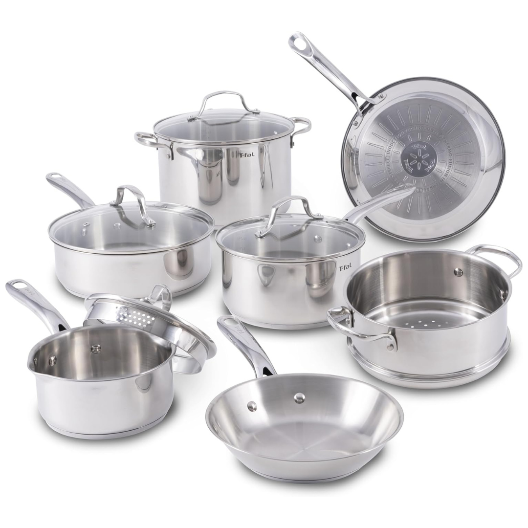 11-Piece T-fal Stainless Steel Cookware Set