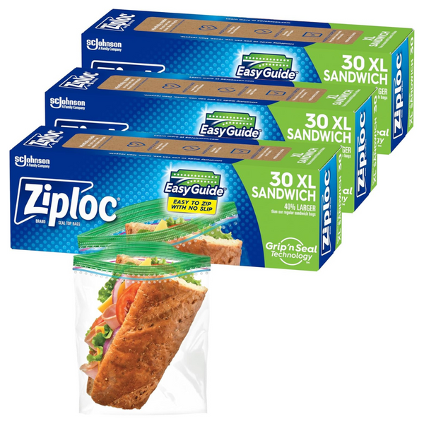 90-Count (3 x 30-Count) Ziploc Reusable Sandwich And Snack Bags