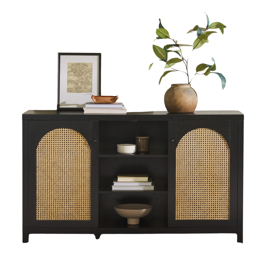 Walker Edison 2-Door Modern Rattan & Wood Sideboard