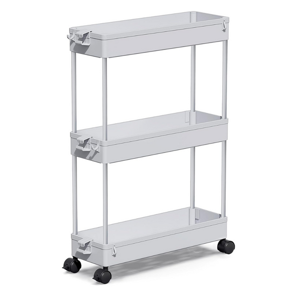 3 Tier Slim Rolling Storage Cart (Gray)