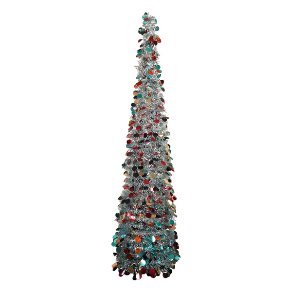 5Ft Pop Up Tinsel Collapsible Artificial Pencil Skinny Xmas Color Trees