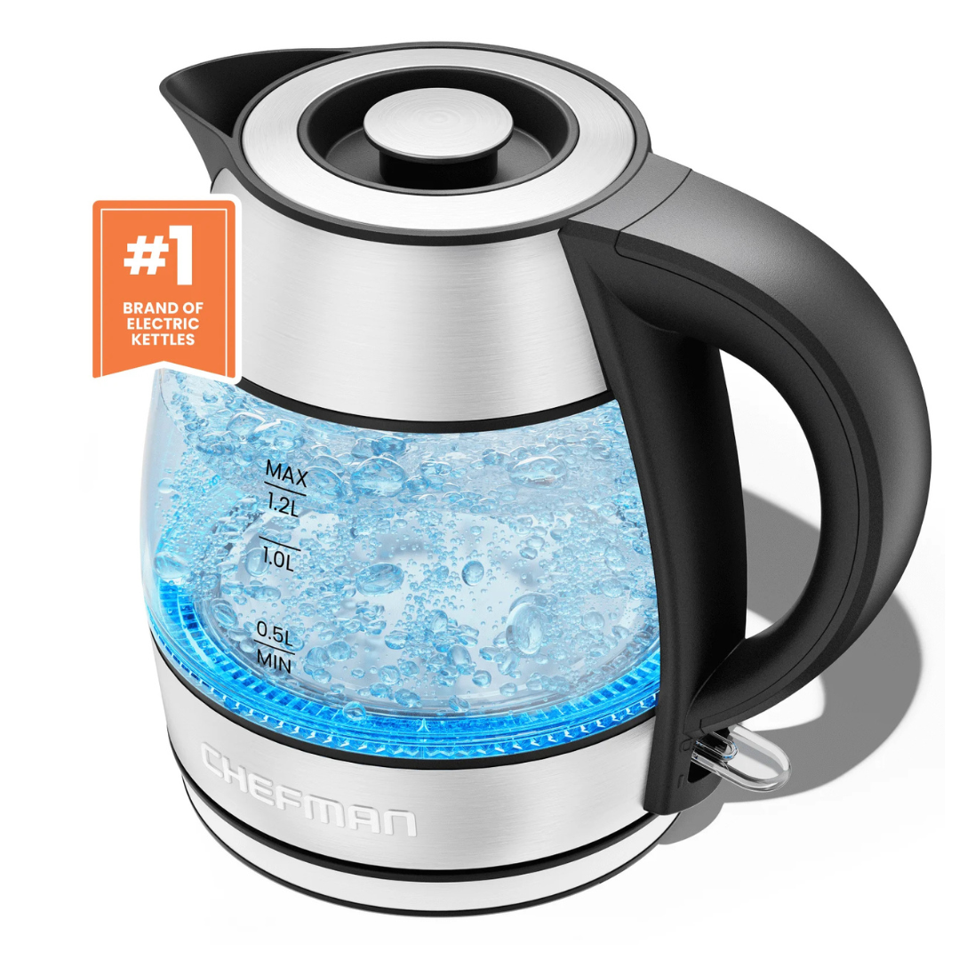 1.2L Chefman Rapid Boil Electric Tea Kettle With Removable Lid