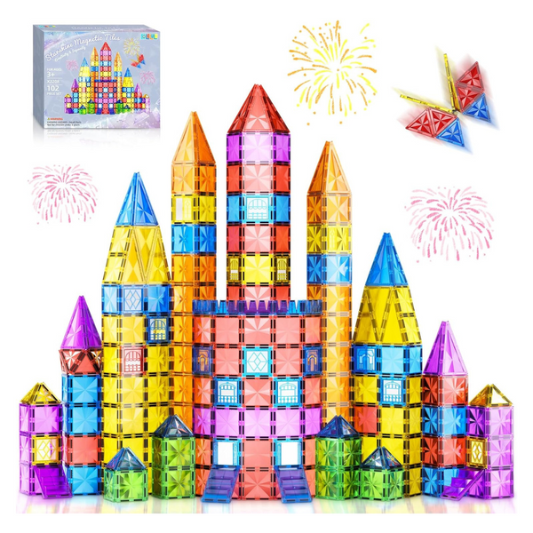 102-Pieces Colelulu Diamond Magnetic Building Tiles