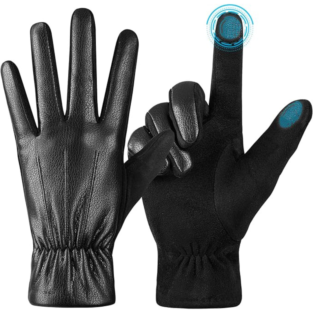 Alqqas Unisex Winter Touchscreen Leather Gloves