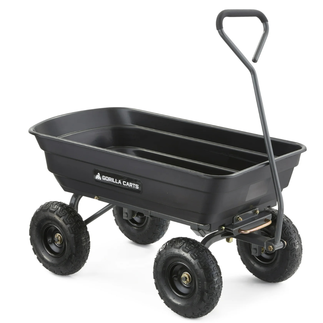 Gorilla Carts GOR4PS 600-Lb. Poly Garden Dump Cart With 10" Tires