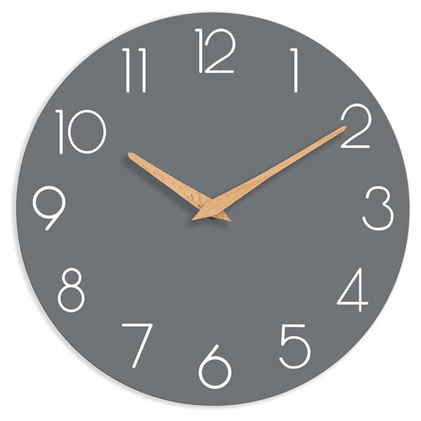 8" Wooden Silent Non-Ticking Wall Clock