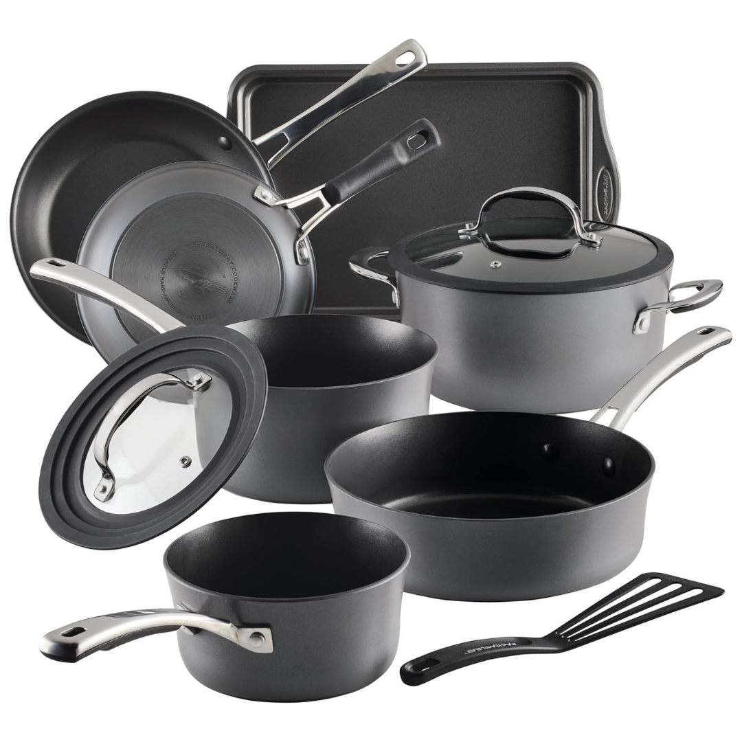 10-Piece Rachael Ray Cook + Create Hard Anodized Nonstick Cookware Set