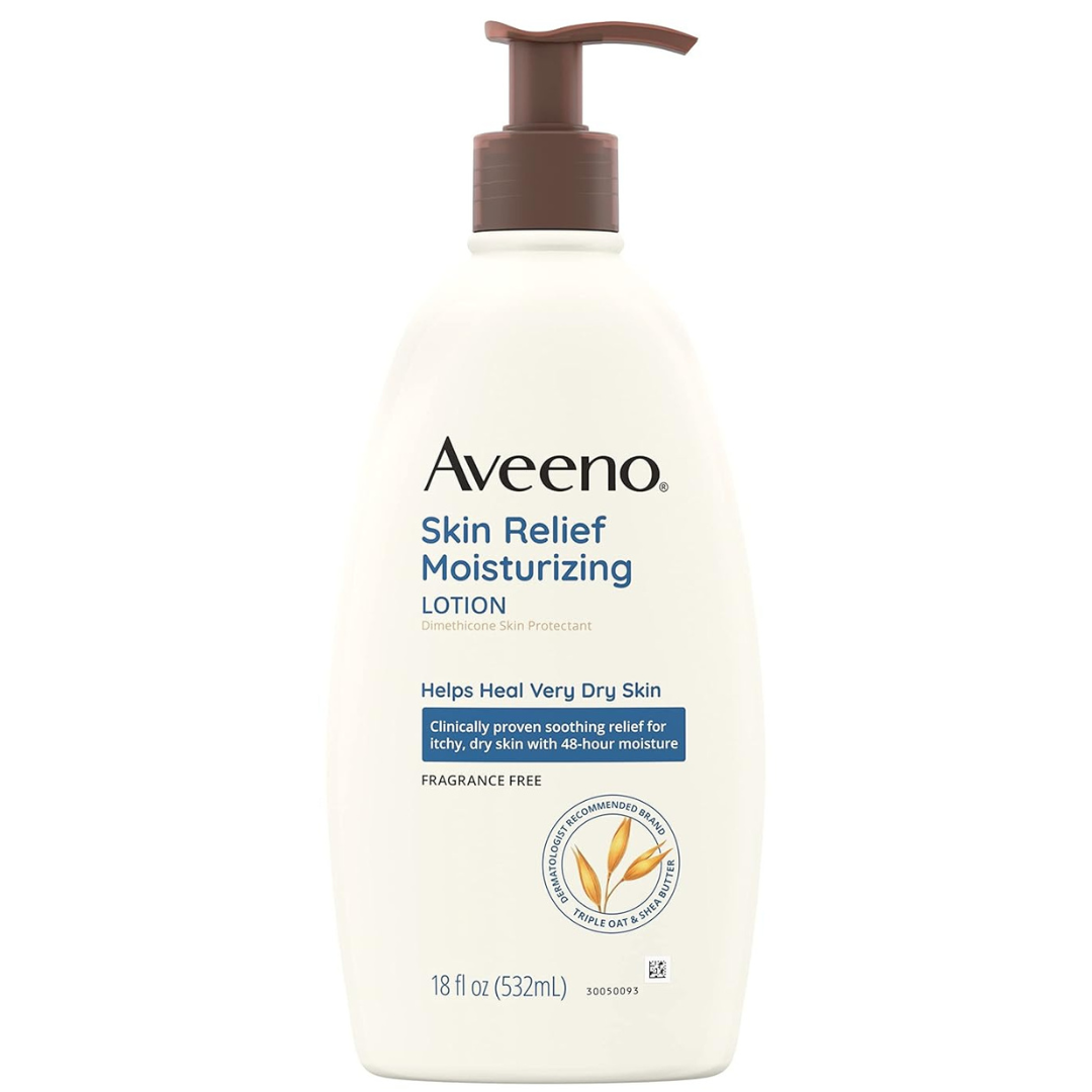 Aveeno Skin Relief Fragrance-Free Moisturizing Lotion For Sensitive Skin, With Natural Shea Butter & Triple Oat Complex (18 Fl Oz)