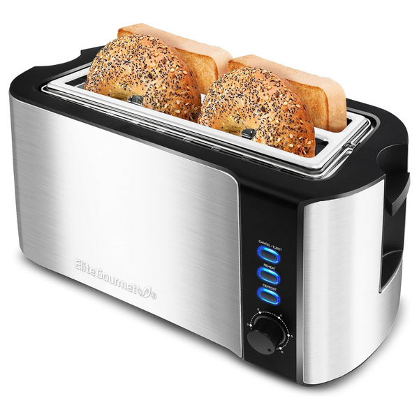 Elite Gourmet ECT-3100 Analog Long Slot 4 Slice Toaster