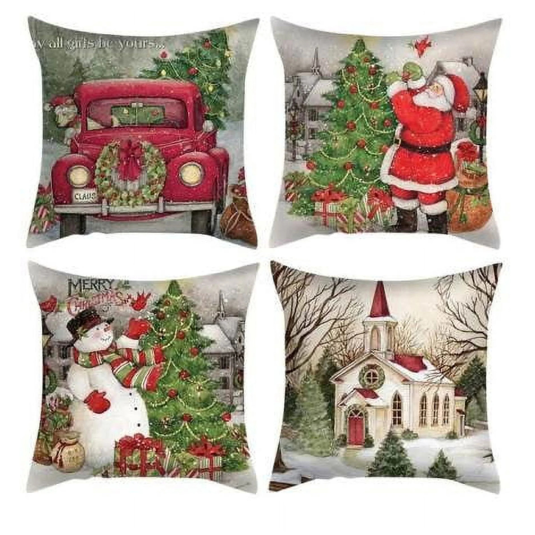 4-Pack Sanmadrola Christmas Throw Pillow Covers (18'' x 18'')