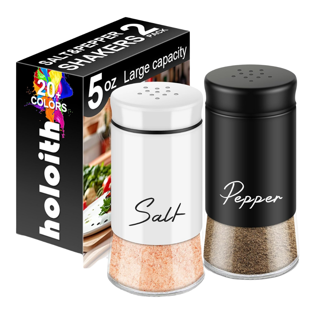 Stainless Steel Glass Base Salt And Pepper Shakers Set