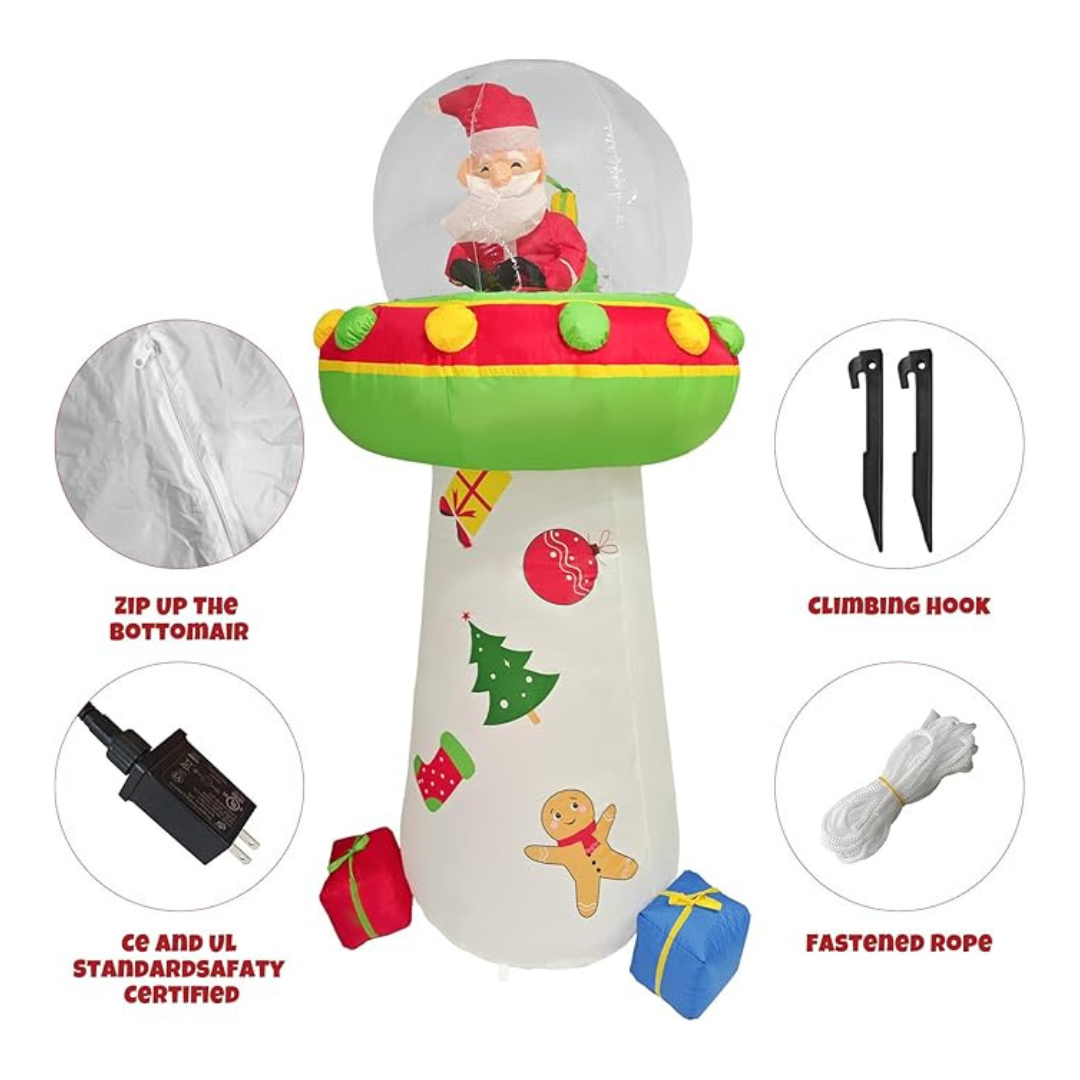 7ft Christmas Inflatable Santa Claus Riding Spacecraft