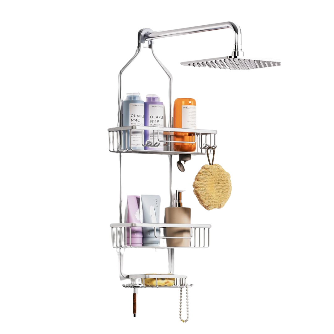 Euhome Aluminum 3-Tier Adjustable Shower Caddy Hanging