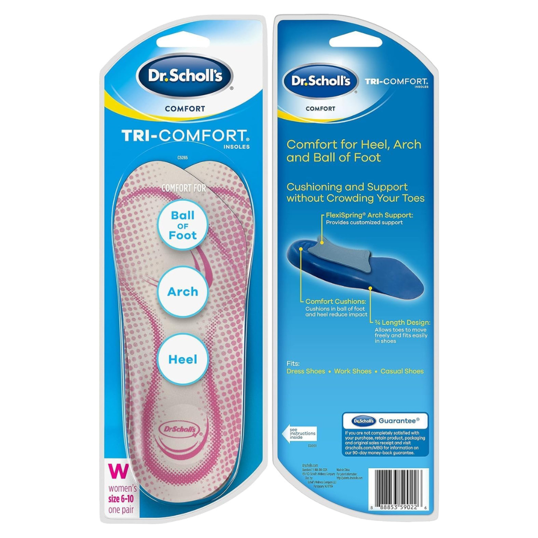 Dr. Scholl's Tri-Comfort Arch Support And Ball Insoles For Heel