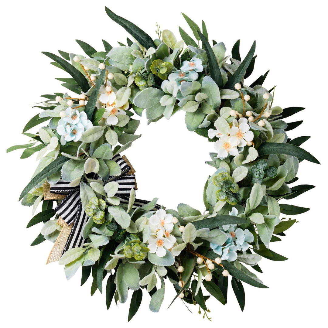 22'' Deluxe Lighted Christmas Wreaths With Large Bow