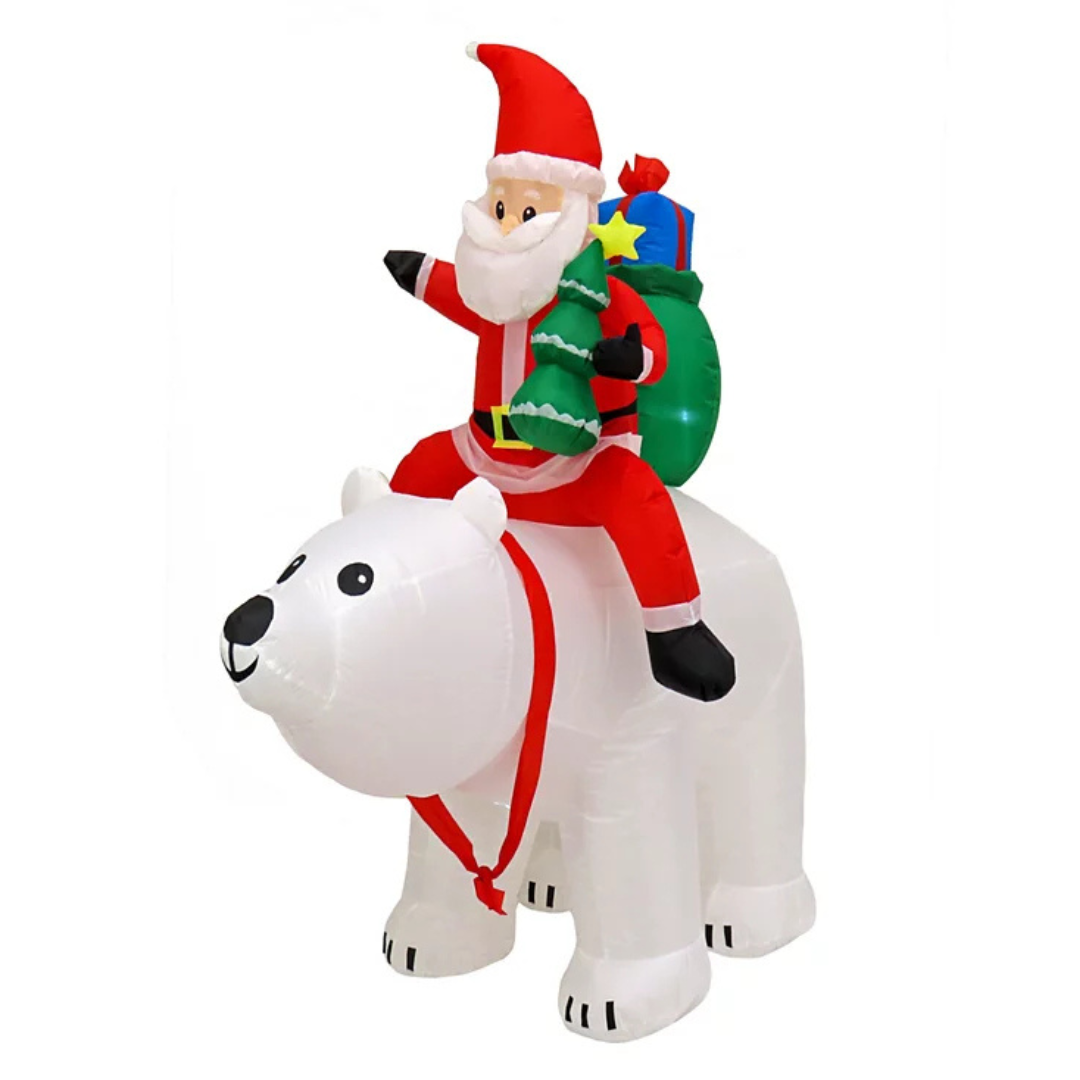 National Tree Company 6 Feet First Traditions Inflatable Santa Riding Polar Bear