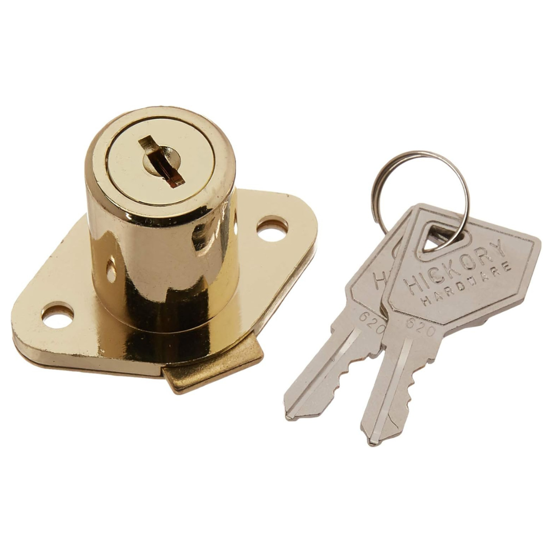 First Watch Security 1356 Cabinet & Drawer Lock (Polished Brass Finish)